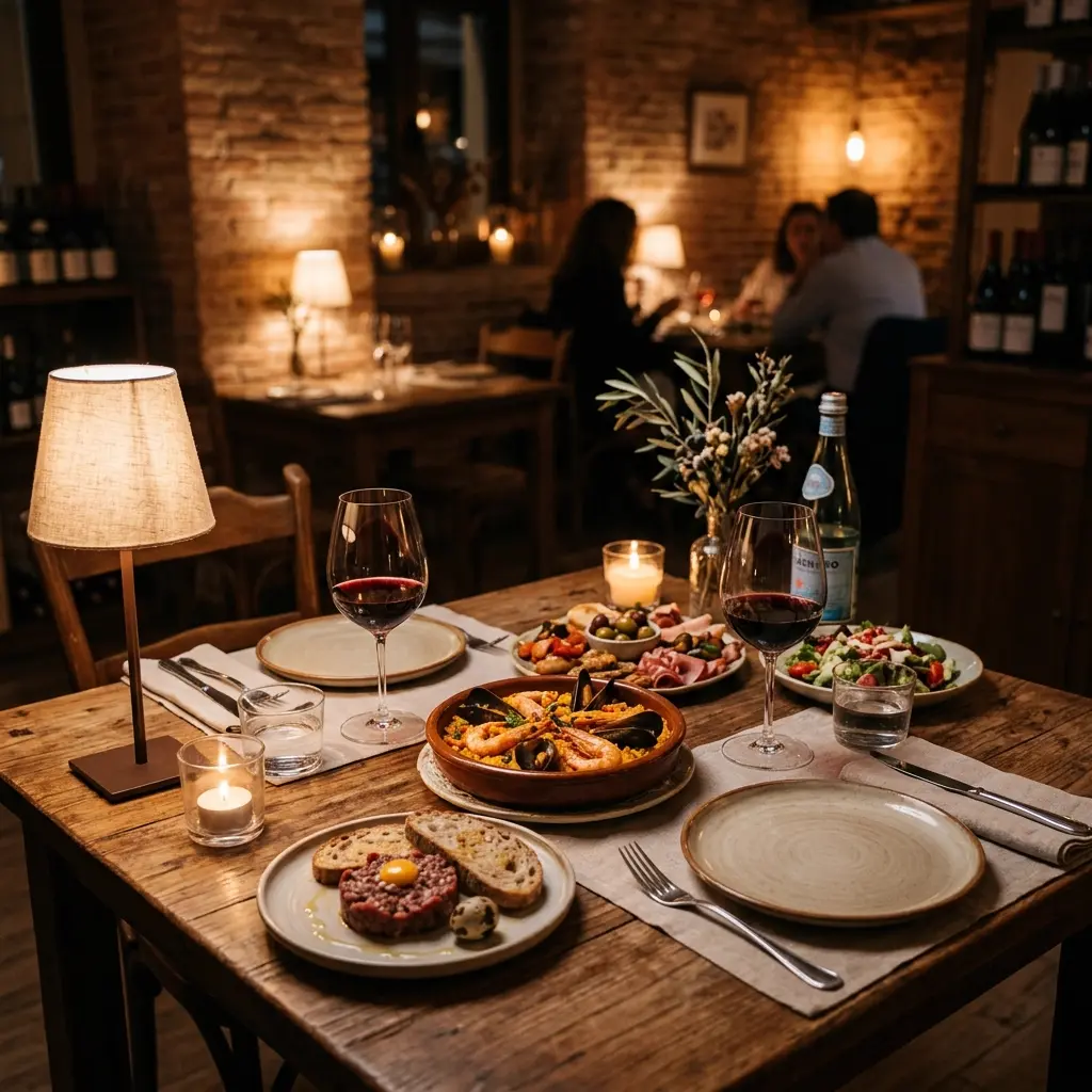 Comedor preparado para cenar en Tapas y Pintxos Goya, Móstoles